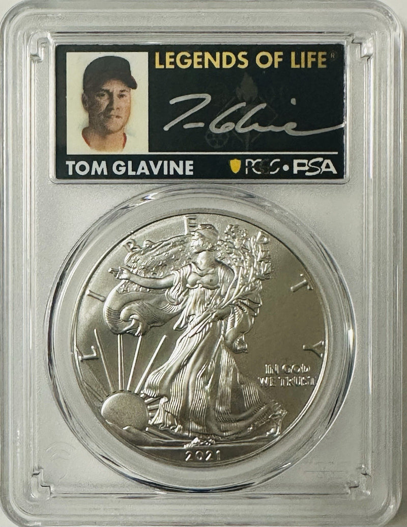 2024 $1 American Silver Eagle PCGS MS70 FS  Legends Of Life Tom Glavine