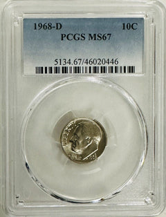 1968-D Roosevelt Dime PCGS graded MS67  # OA 62 ( Lowest Price On eBay)