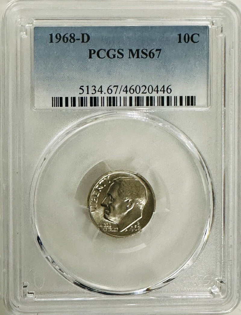 1968-D Roosevelt Dime PCGS graded MS67  # OA 62 ( Lowest Price On eBay)