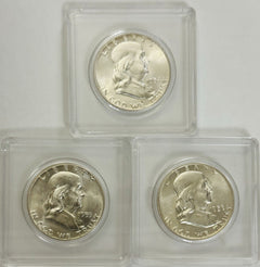 Lot Of 3 Year Run (1954-1956) Franklin Half Dollar BU As Shown # FHD(54-56)BU