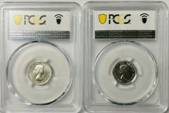 Lot Of 2 Silver 1964 Canada  Gem PL Ten Cents PCGS PL 65# CTC 1964-PL65*2