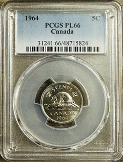 1964 Canada Five Cents PCGS PL-66 # Canada 1964 PL66 #02