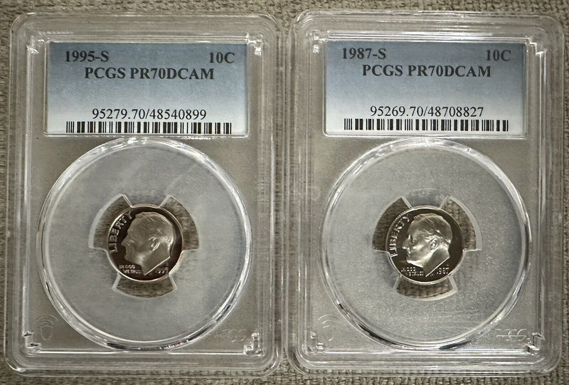 Lot Of 2 Perfect PR70DCAM GRADED Roosevelt dime (80’S & 90’S) “ Low Price” #JN2