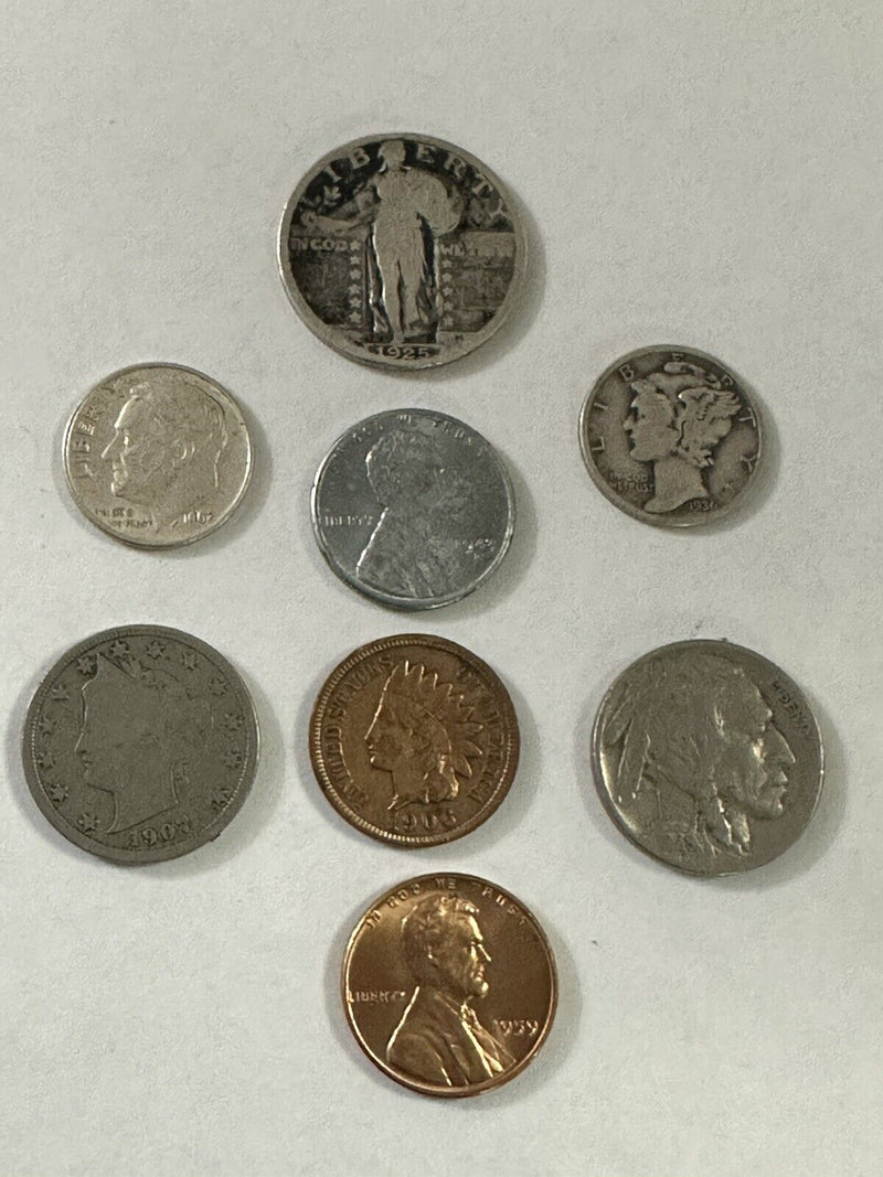 Lot Of 8 With 3 Silver Coins ( No Junk) All Historical Full & Better Date As Pic