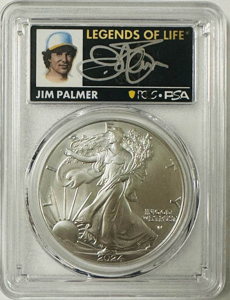 2024 $1 American Silver Eagle 1oz PCGS MS70 FS Legends of Life Jim Palmer