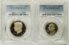 Lot Of 2 PCGS PR69DCAM COINS( Kennedy Half & Quarter) # OA 31 (Book Value $29)