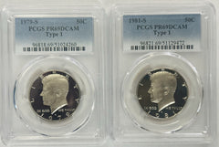 Lot Of 2 Type1 Kennedy Half Dollar As Shown PCGS PR69DCAM( Book Value $32) #176