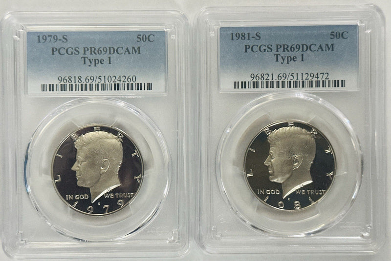 Lot Of 2 Type1 Kennedy Half Dollar As Shown PCGS PR69DCAM( Book Value $32) #176
