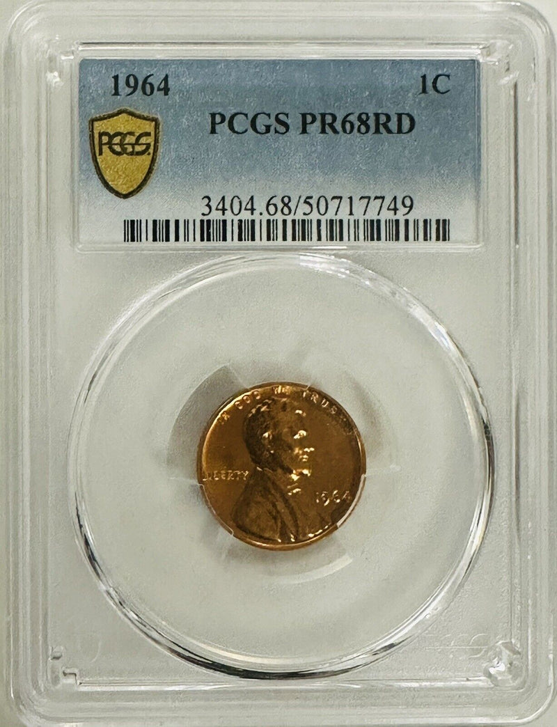 1964  LINCOLN MEMORIAL CENT RARE GOLD SHIELD LABEL  PCGS PR68RD # LMC 1964 #02