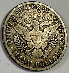 1909 P - BARBER - SILVER - HALF DOLLAR  " FINE GRADE " LOW MINTAGE” # BHD 1909-P