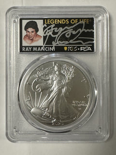 2025 $1 American Silver Eagle 1oz PCGS PSA MS70 FDOI Legends of Life Ray Mancini