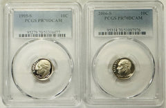 Lot Of 2 Perfect PCGS PR70DCAM COINS~90's & 2000's (top Grade None Better) OA161