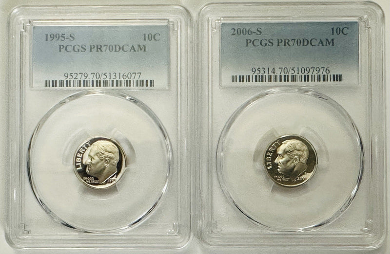 Lot Of 2 Perfect PCGS PR70DCAM COINS~90's & 2000's (top Grade None Better) OA161
