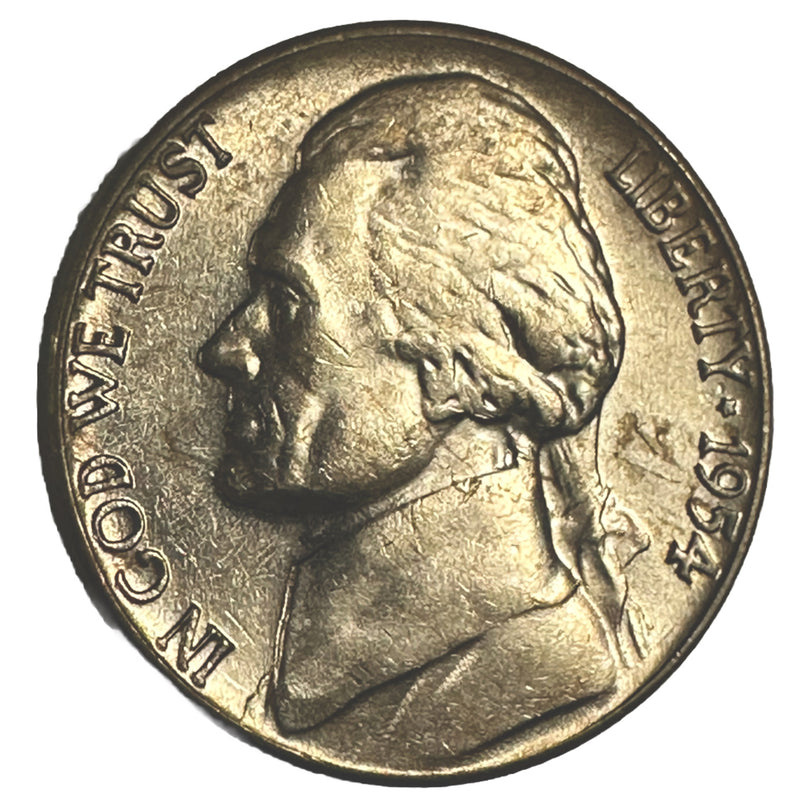 1954 D Jefferson Nickel Choice-Gem Bu Uncirculated Lot # T 4204 “FREE SHIPPING “