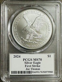 2024 $1 American Silver Eagle 1oz PCGS MS70 FS Legends of Life Joe Thomas