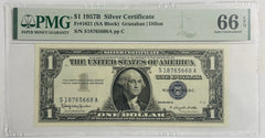 1957B $1 SILVER CERTIFCATE (SA BLOCK) Fr# 1621 PMG 66 EPQ Gem Uncirculated