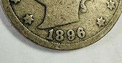 1896 Liberty V. Nickel With “CENTS” Bold Full Date Low Price “FREE S/H” #LVN1896