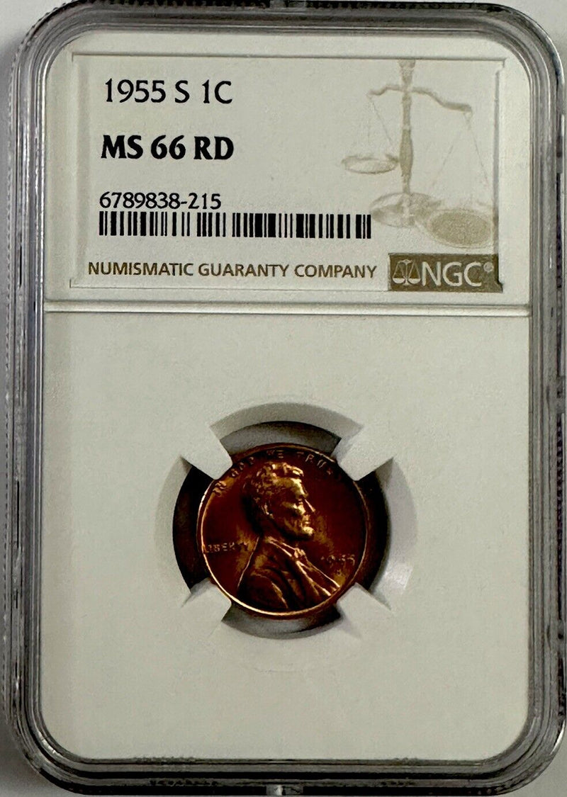 1955-S LINCOLN WHEAT CENT NGC MS66 RD Lot# 1955-S #01