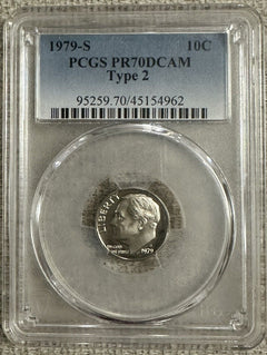 Lot Of 2 Type2 (1979-S) 10C Coins PCGS PR70 & PR69DCAM #605