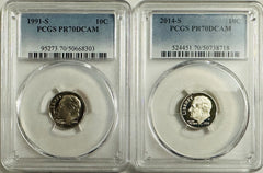 Lot Of 2 Perfect PCGS PR70DCAM COINS~90's & 2000's (top Grade None Better) OA139