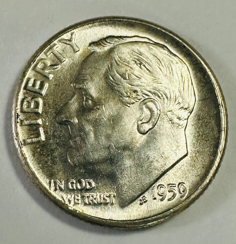 1959-D Roosevelt Dime - 90% Silver - GEM BU - Uncirculated Lot# RD 1959-D GBU #1