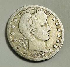 1908-D Barber Silver Quarter Average Circulated Beautiful Coin As Pictured#BQ#11