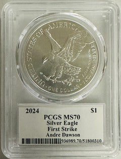 2024 $1 American Silver Eagle 1oz PCGS MS70 FS Legends of Life Andre Dawson