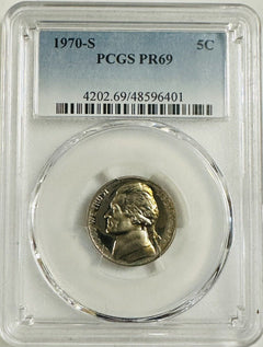 1970 S Jefferson Nickel PCGS PR69 Beautiful Toning Both Sides As Pictured # OA30