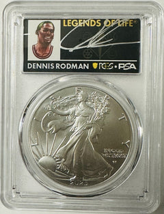 2025  $1 American Silver Eagle 1oz PCGS MS70 FDOI Legends of Life Dennis Rodman