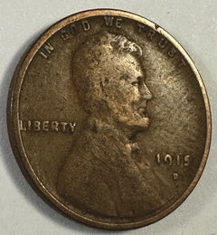 1915-D Lincoln Wheat Cent  VF Details Rare Semi Key Date Lot # LP 1915-D