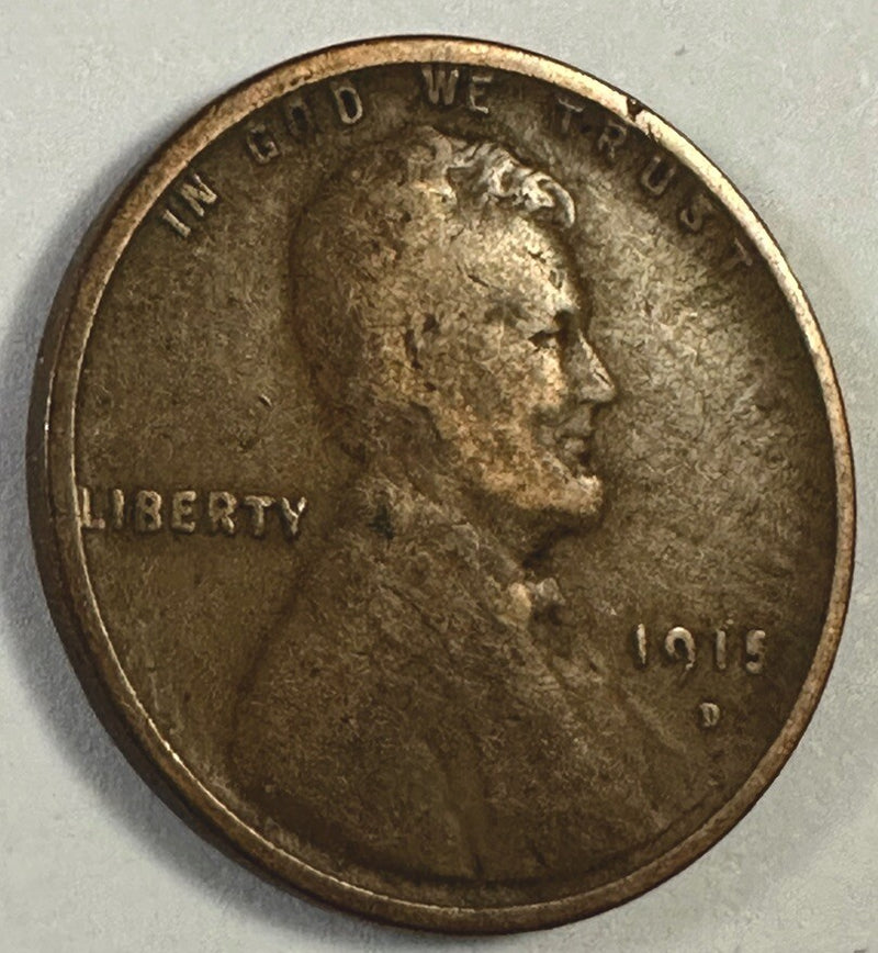 1915-D Lincoln Wheat Cent  VF Details Rare Semi Key Date Lot # LP 1915-D