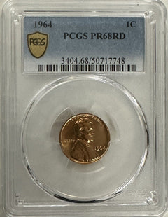 1964  LINCOLN MEMORIAL CENT RARE GOLD SHIELD LABEL  PCGS PR68RD # OA 63