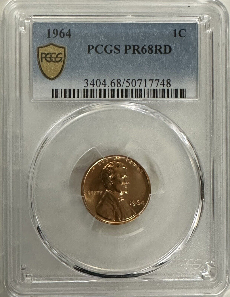 1964  LINCOLN MEMORIAL CENT RARE GOLD SHIELD LABEL  PCGS PR68RD # OA 63