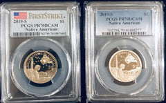 2019-S lot of 2 Native American dollar pcgs pr70dcam Lot #134