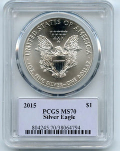 2015 Silver Eagle Thomas Cleveland Native label pcgs MS70 Lot #908