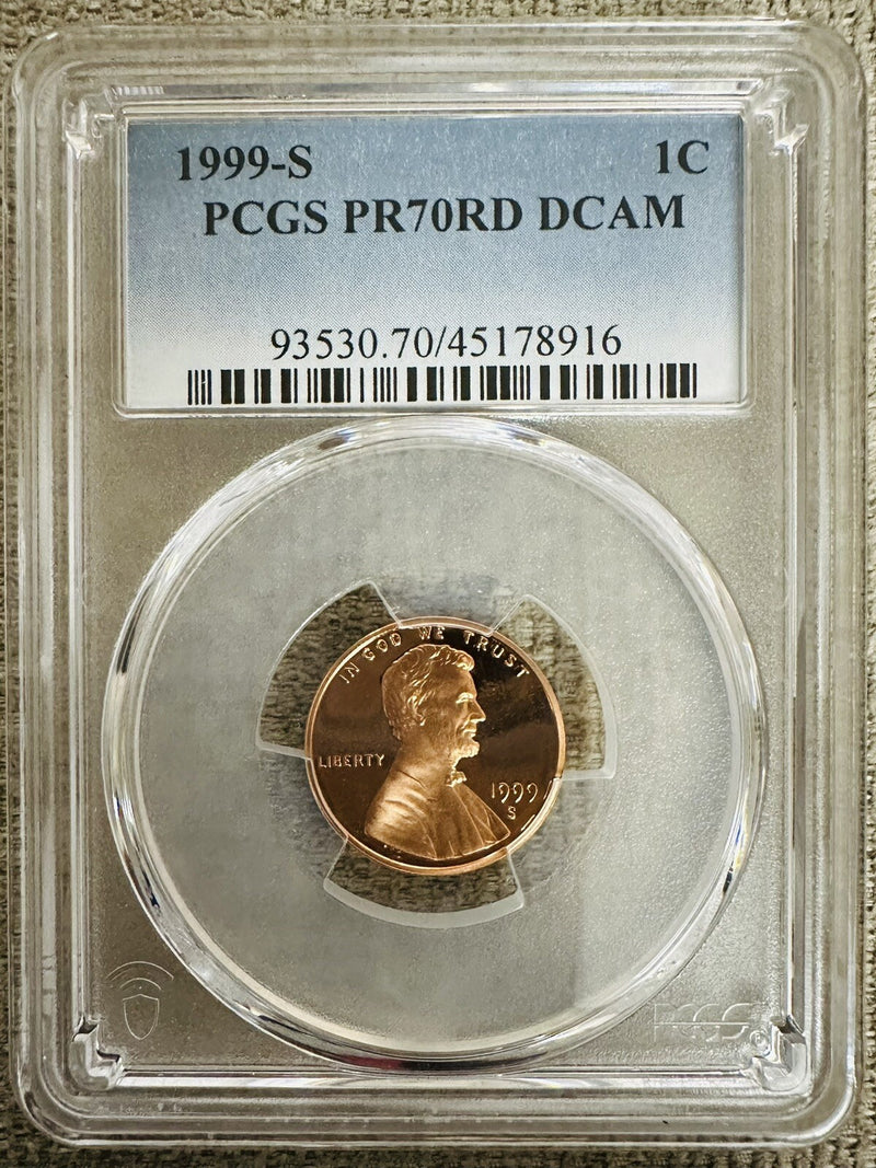 1999-S Lincoln Memorial Cent - PCGS PR70RD DCAM (Scarce  Better Date Low Price)