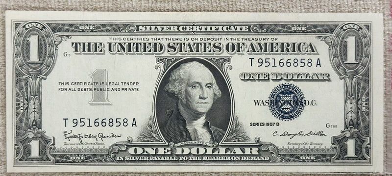1957  B SILVER CERTIFICATE GEM BU! FLAWLESS CRISPY GEM+ # T95166858A