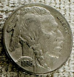 1936 s (1-coin) buffalo nickel Fine With Almost Full Horn # BN 1936-S -#2