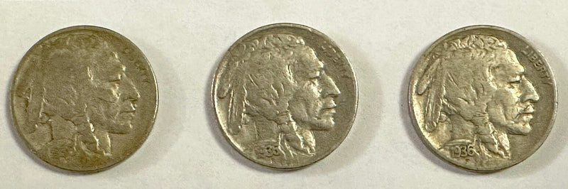 1936-PD&S 5C Buffalo Nickel F-XF Lot # BN 1936 PD&S “FREE SHIPPING “