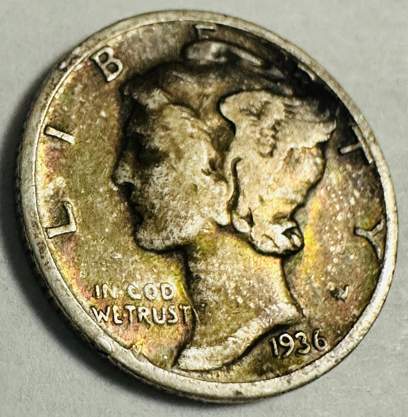 1936 Mercury Dime Obv Natural Toned As Pictured # MD 1936 NT