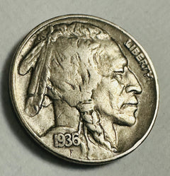 1936 Buffalo Nickel - Almost Uncirculated (AU)- Full Horn # BN 1936 FH