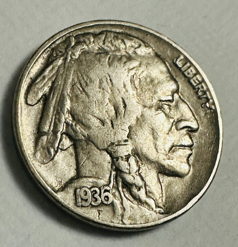1936 Buffalo Nickel - Almost Uncirculated (AU)- Full Horn # BN 1936 FH
