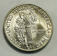 1943 P Mercury Dime Brilliant Uncirculated 90% Silver  BU  # MD 1943 (577-66)