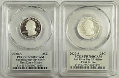 Lot Of 2 2020-S Salt River Bay NP Silver Quarter PR70DCAM(1st Strike & FDOI)#901