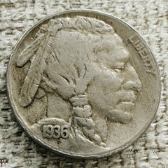 1936 s buffalo nickel Full Bold Date & Mint Mark Partial Horn As Pictured #1936S