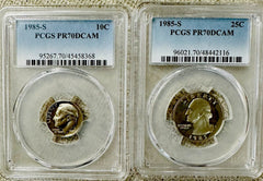 Lot Of 2 1985-S Perfect PCGS PR70DCAM (top Grade) COINS # 1985-S PR70 (2)