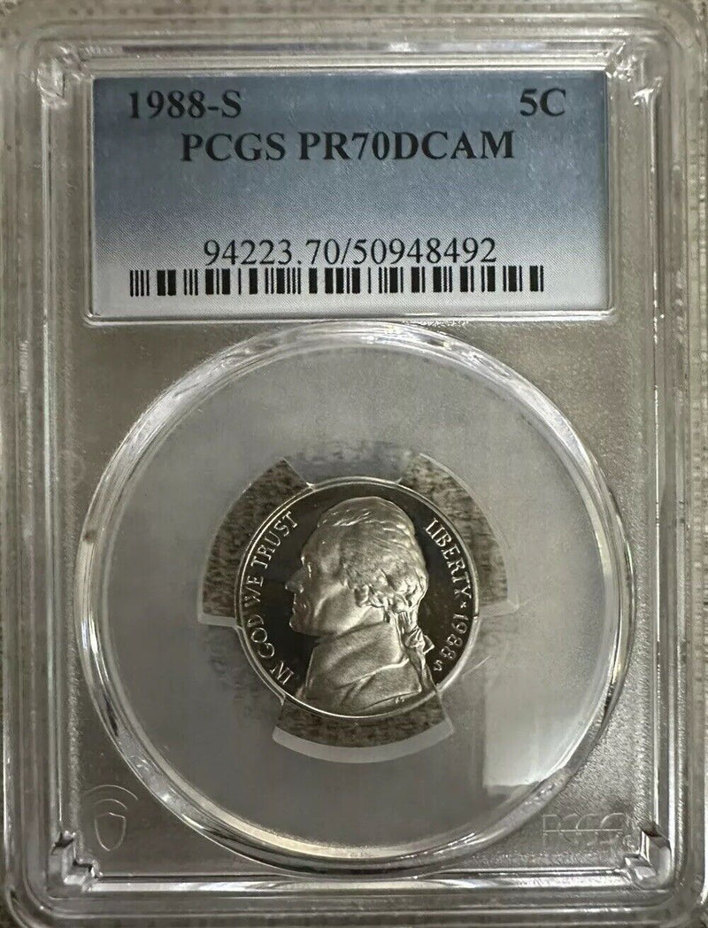 1988 S 5C Jefferson Nickel Proof PCGS PR70DCAM (top Grade) # 803 (low Price)