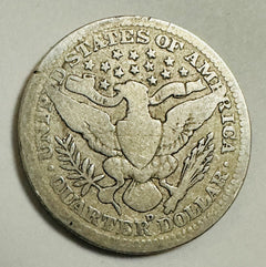 1908-D Barber Silver Quarter Average Circulated Beautiful Coin As Pictured#BQ#11