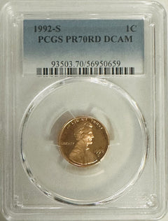 1992-S Proof Lincoln Cent~PCGS PR70RD DCAM~None Higher (Book Value $38) # OA 174