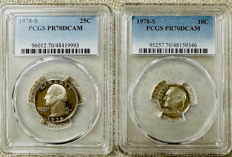 Wow! Lot Of 2 1978-S Perfect PCGS PR70DCAM (top Grade) COINS # 1978-S PR70 (2)